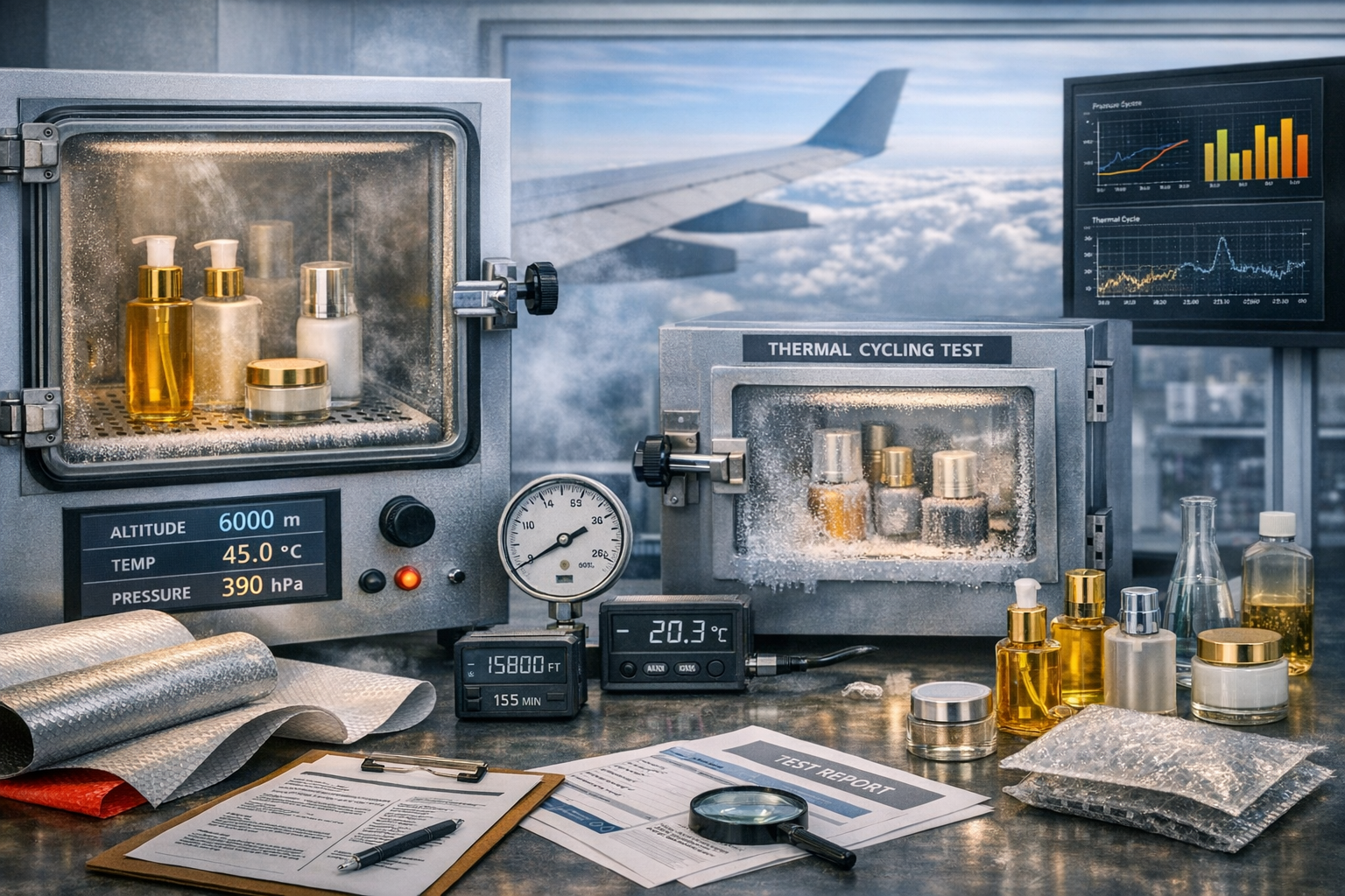 Azienda polacca cerca laboratorio per test di tenuta packaging cosmetico per trasporto aereo