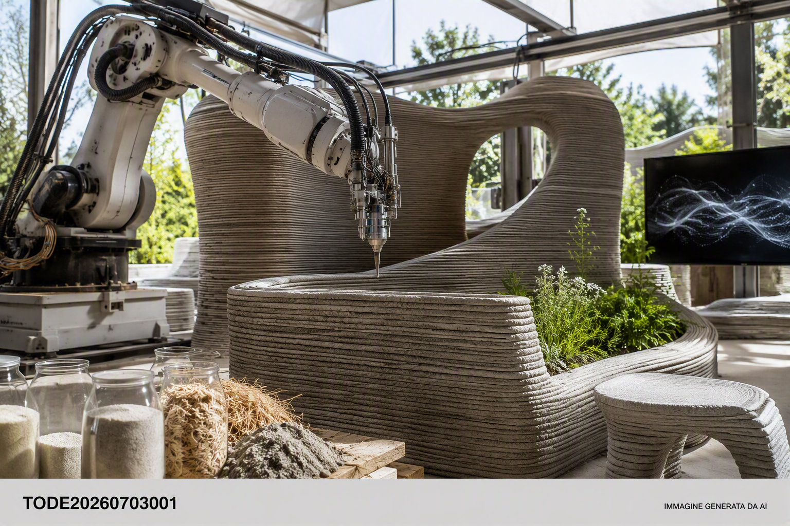 Tecnologia di stampa 3D robotica per edilizia a basso impatto