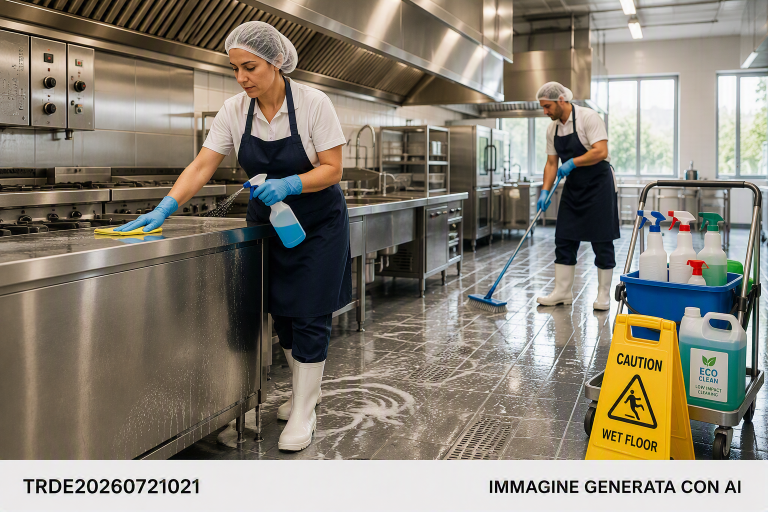 Soluzioni di pulizia a basso impatto chimico per mense e cucine industriali