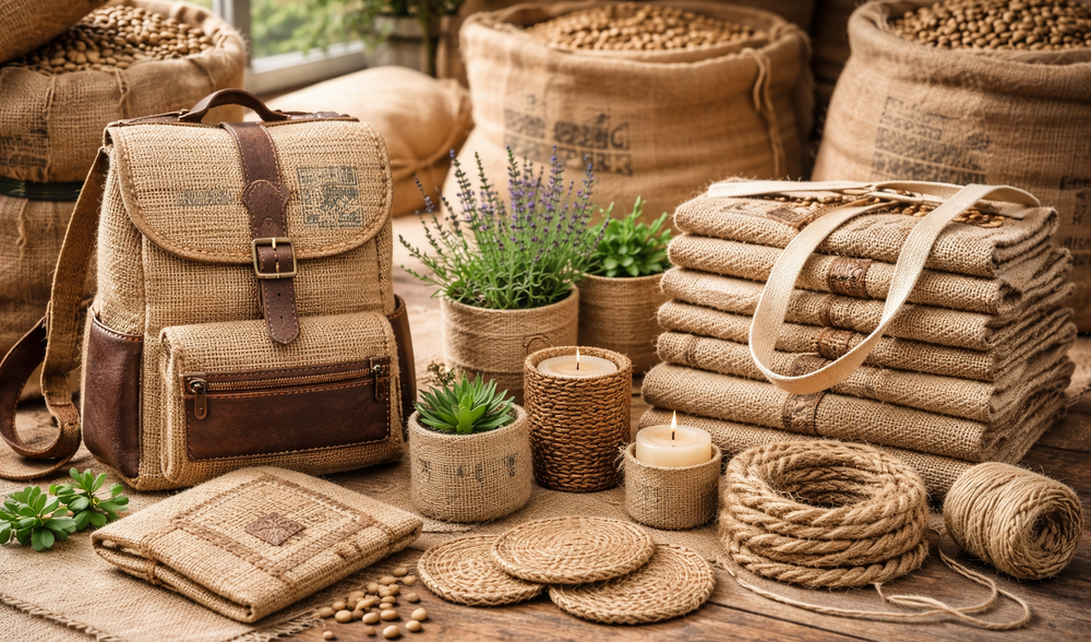 Valorizzazione circolare dei sacchi di juta per trasporto caffè - immagine generata da AI